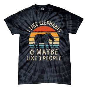 I Like Elephants And Maybe Like 3 People Elephant Retro Tie-Dye T-Shirt