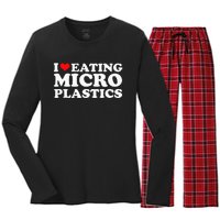 I Love Eating Microplastics Heart To Eat Micro Plastic Women's Long Sleeve Flannel Pajama Set 