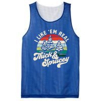 I Like Em Real Thick And Sprucey Funny Christmas Tree Cute Gift Mesh Reversible Basketball Jersey Tank