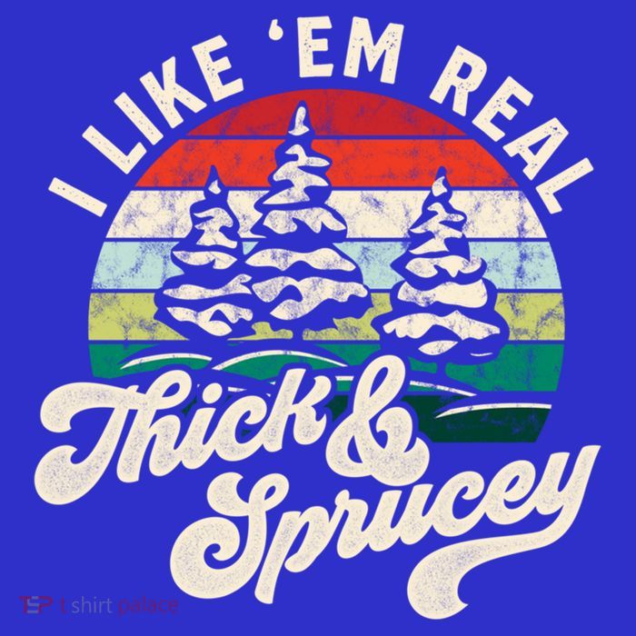 I Like Em Real Thick And Sprucey Funny Christmas Tree Cute Gift Short Acrylic Beanie