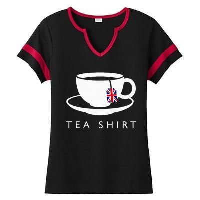 I Love English Tea Uk Flag Fun Novelty Souvenir Memorabilia Ladies Halftime Notch Neck Tee