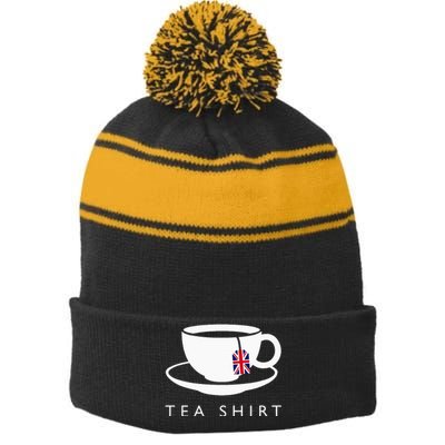 I Love English Tea Uk Flag Fun Novelty Souvenir Memorabilia Stripe Pom Pom Beanie