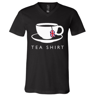 I Love English Tea Uk Flag Fun Novelty Souvenir Memorabilia V-Neck T-Shirt