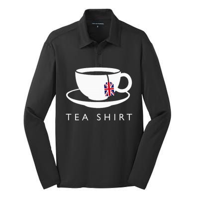 I Love English Tea Uk Flag Fun Novelty Souvenir Memorabilia Silk Touch Performance Long Sleeve Polo