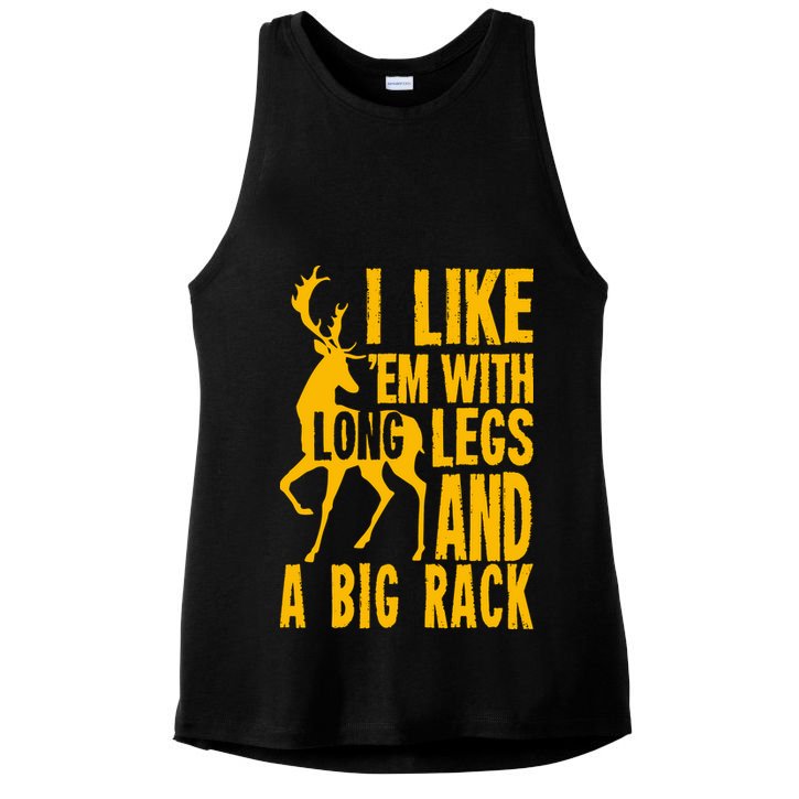 I Like Em With Long Legs And Big Rack Deer Hunting Premium Ladies PosiCharge Tri-Blend Wicking Tank