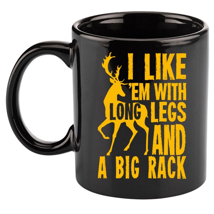 I Like Em With Long Legs And Big Rack Deer Hunting Premium 11oz C Handle Ceramic Mug