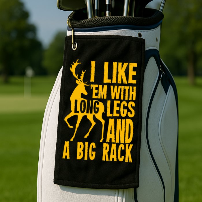 I Like Em With Long Legs And Big Rack Deer Hunting Premium Golf Towel