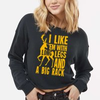 I Like Em With Long Legs And Big Rack Deer Hunting Premium Cropped Pullover Crew