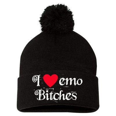 I Love Emo Bitches Pom Pom 12in Knit Beanie