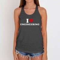 I Love Engineering Geeky Nerd Funny Teacher Women's Knotted Racerback Tank