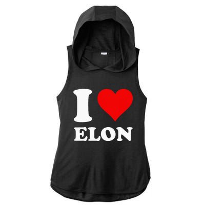 I Love Elon Ladies PosiCharge Tri-Blend Wicking Draft Hoodie Tank