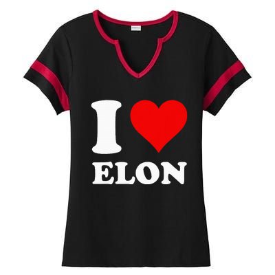 I Love Elon Ladies Halftime Notch Neck Tee