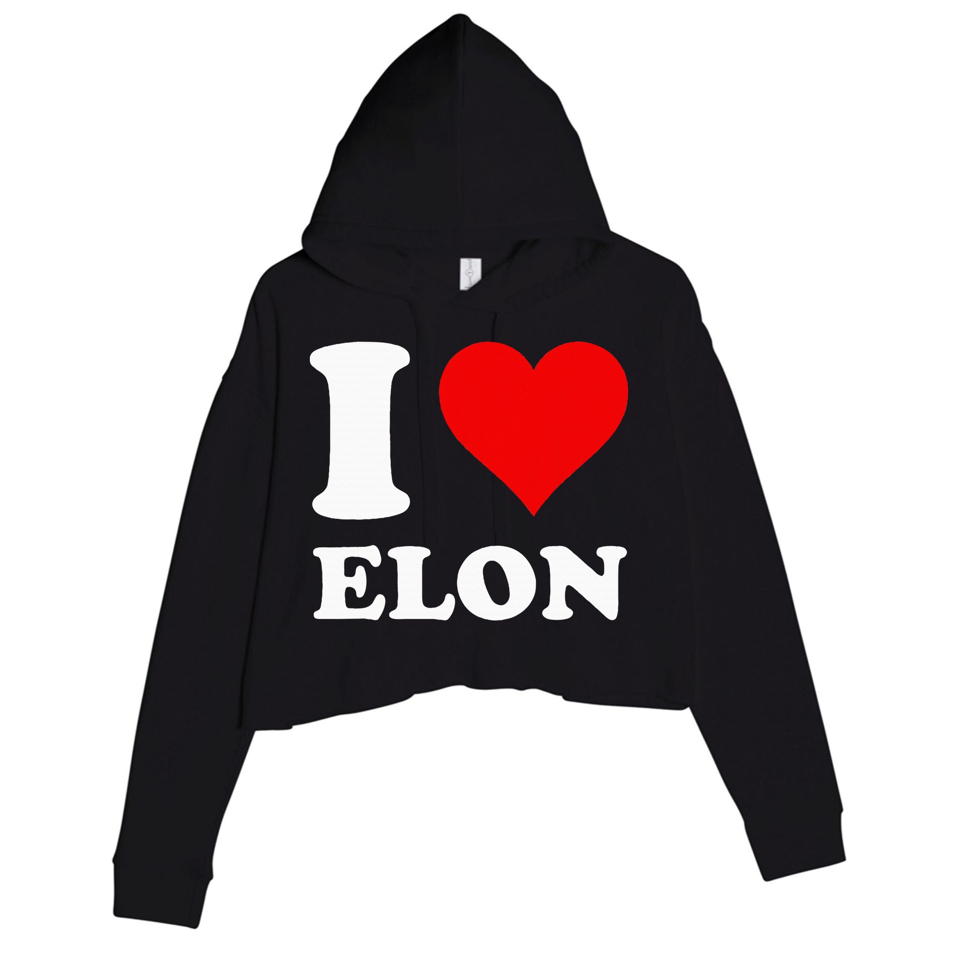I Love Elon Crop Fleece Hoodie
