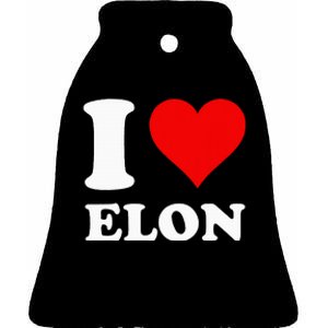 I Love Elon Ceramic Bell Ornament