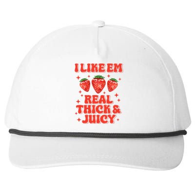 I Like Em Real Thick And Juicy Funny Strawberry Festival Snapback Five-Panel Rope Hat