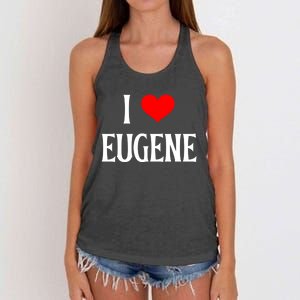 I Love Eugene I Heart Eugene Or Usa Holiday Travel Souvenir Gift Women's Knotted Racerback Tank