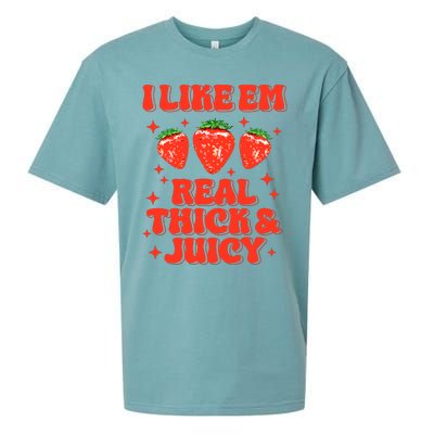 I Like Em Real Thick And Juicy Funny Strawberry Festival Sueded Cloud Jersey T-Shirt