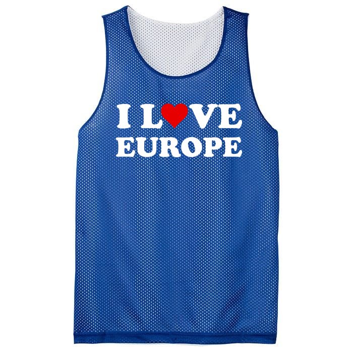 I Love Europe Great Gift Mesh Reversible Basketball Jersey Tank