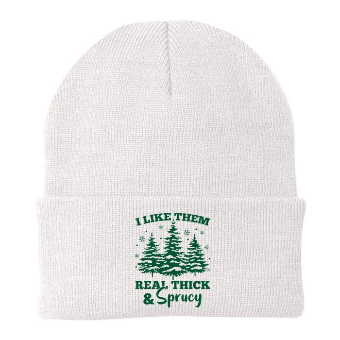 I Like Em Real Thick And Sprucey Christmas Tree Knit Cap Winter Beanie