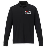 I Love Emo Performance Long Sleeve Polo