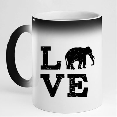 I Love Elephants 11oz Black Color Changing Mug