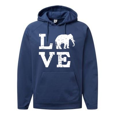 I Love Elephants Performance Fleece Hoodie