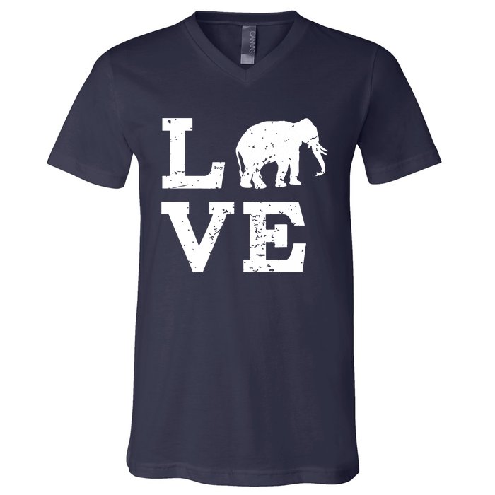 I Love Elephants V-Neck T-Shirt