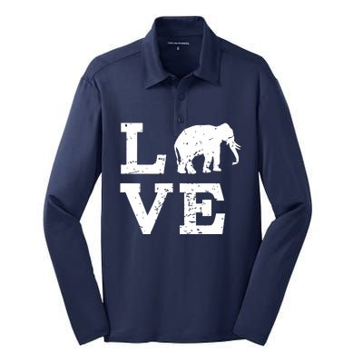 I Love Elephants Silk Touch Performance Long Sleeve Polo