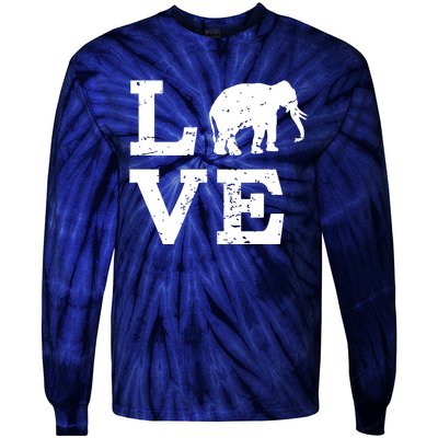 I Love Elephants Tie-Dye Long Sleeve Shirt