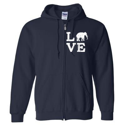 I Love Elephants Full Zip Hoodie