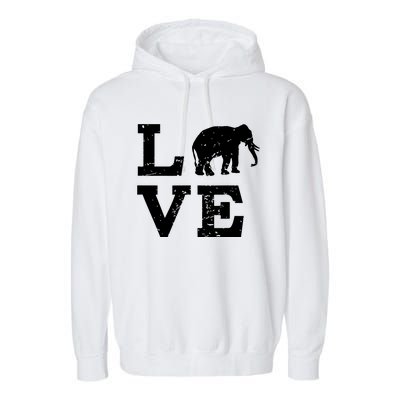 I Love Elephants Garment-Dyed Fleece Hoodie