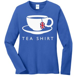 I Love English Tea UK Flag Fun Novelty Souvenir Memorabilia Ladies Long Sleeve Shirt