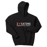 I Love Eating Fiber Optic Cables Random Humor Kids Hoodie