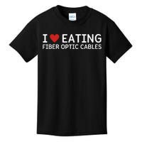 I Love Eating Fiber Optic Cables Random Humor Kids T-Shirt