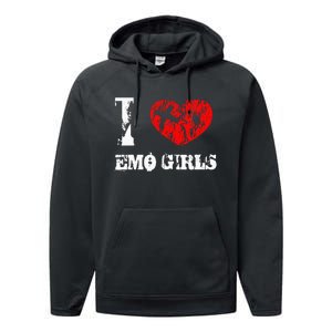 I Love Emo Funny Emo Goth Matching Performance Fleece Hoodie