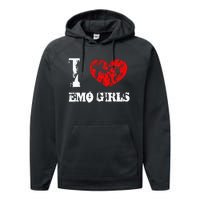 I Love Emo Funny Emo Goth Matching Performance Fleece Hoodie