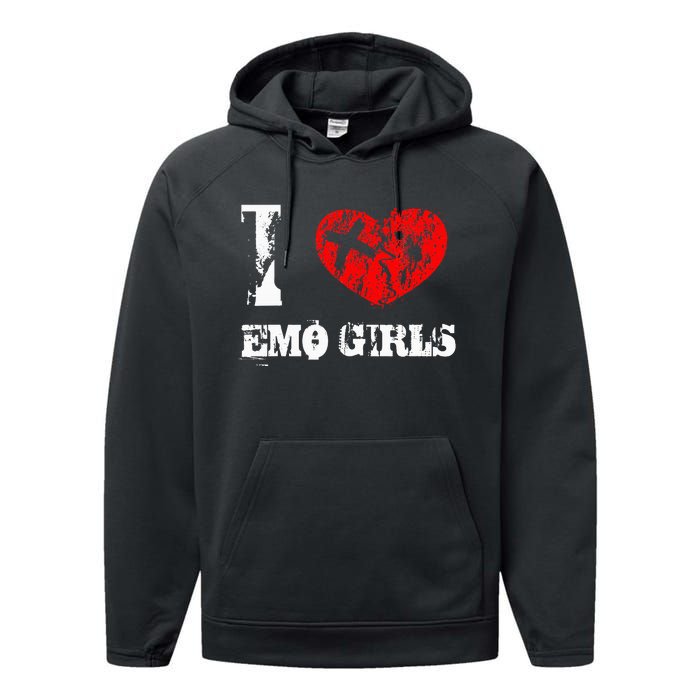 I Love Emo Funny Emo Goth Matching Performance Fleece Hoodie