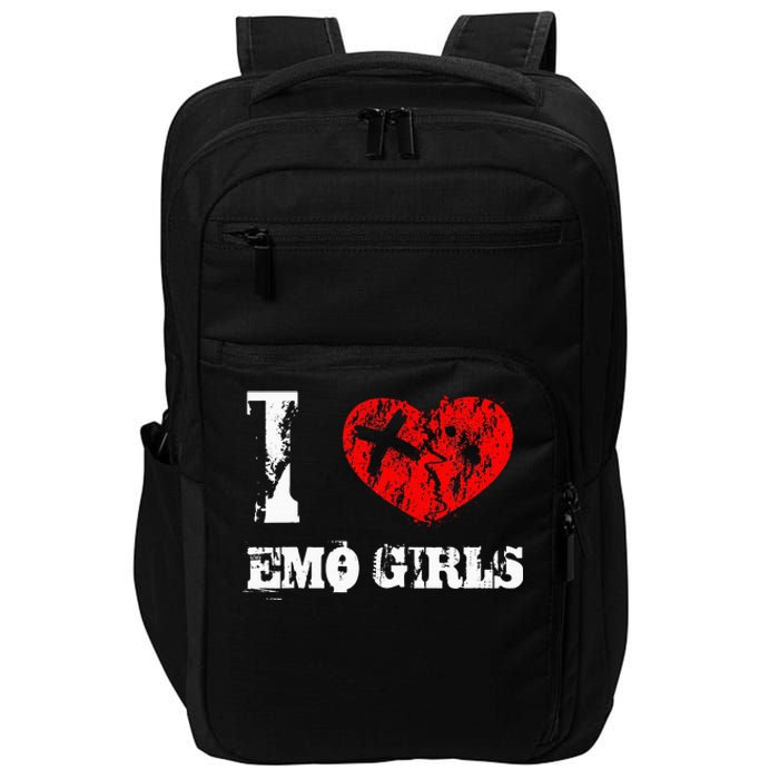 I Love Emo Funny Emo Goth Matching Impact Tech Backpack