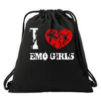 I Love Emo Funny Emo Goth Matching Drawstring Bag