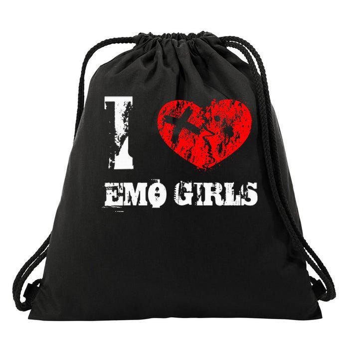 I Love Emo Funny Emo Goth Matching Drawstring Bag