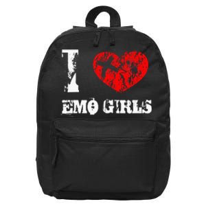 I Love Emo Funny Emo Goth Matching 16 in Basic Backpack