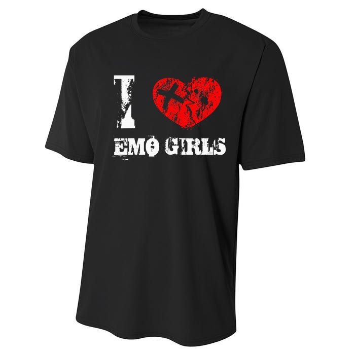 I Love Emo Funny Emo Goth Matching Performance Sprint T-Shirt