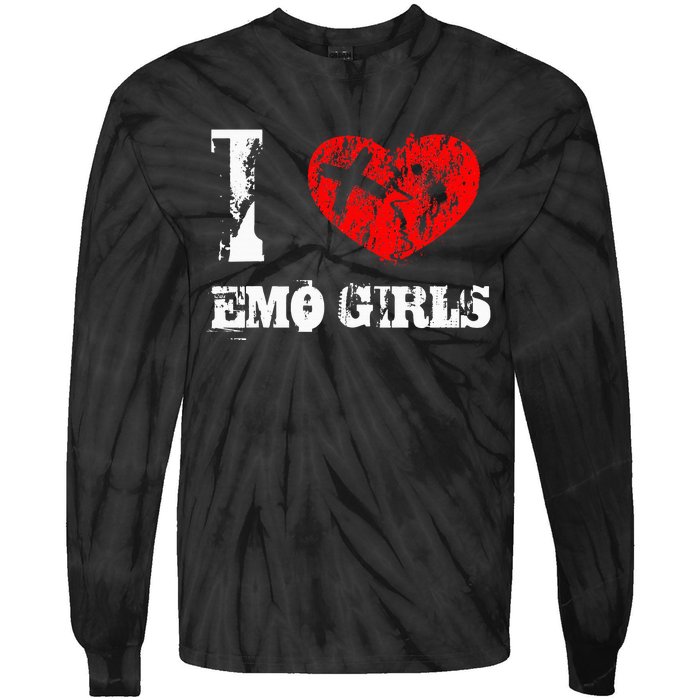 I Love Emo Funny Emo Goth Matching Tie-Dye Long Sleeve Shirt