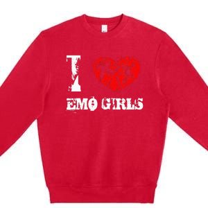 I Love Emo Funny Emo Goth Matching Premium Crewneck Sweatshirt