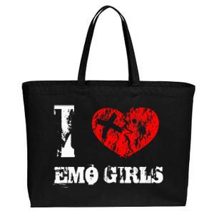 I Love Emo Funny Emo Goth Matching Cotton Canvas Jumbo Tote