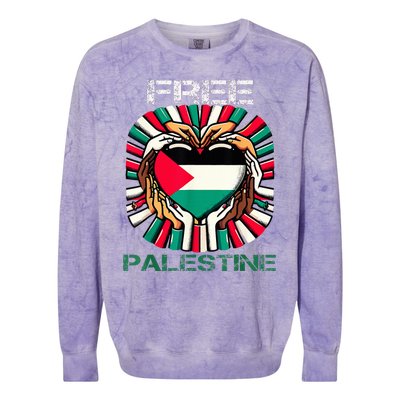 I Love Free Palestine Flag Save Gaza Strip Palestinian Colorblast Crewneck Sweatshirt