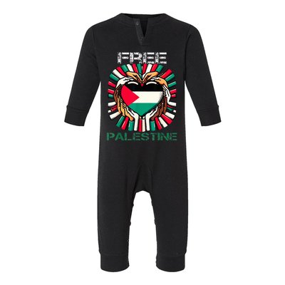 I Love Free Palestine Flag Save Gaza Strip Palestinian Infant Fleece One Piece