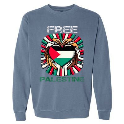 I Love Free Palestine Flag Save Gaza Strip Palestinian Garment-Dyed Sweatshirt