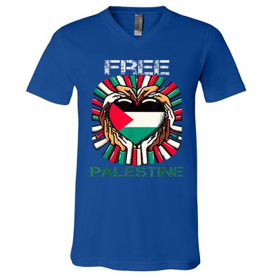 I Love Free Palestine Flag Save Gaza Strip Palestinian V-Neck T-Shirt