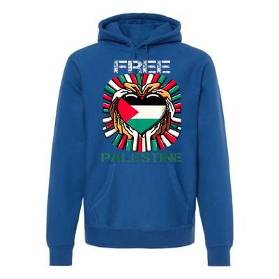 I Love Free Palestine Flag Save Gaza Strip Palestinian Premium Hoodie